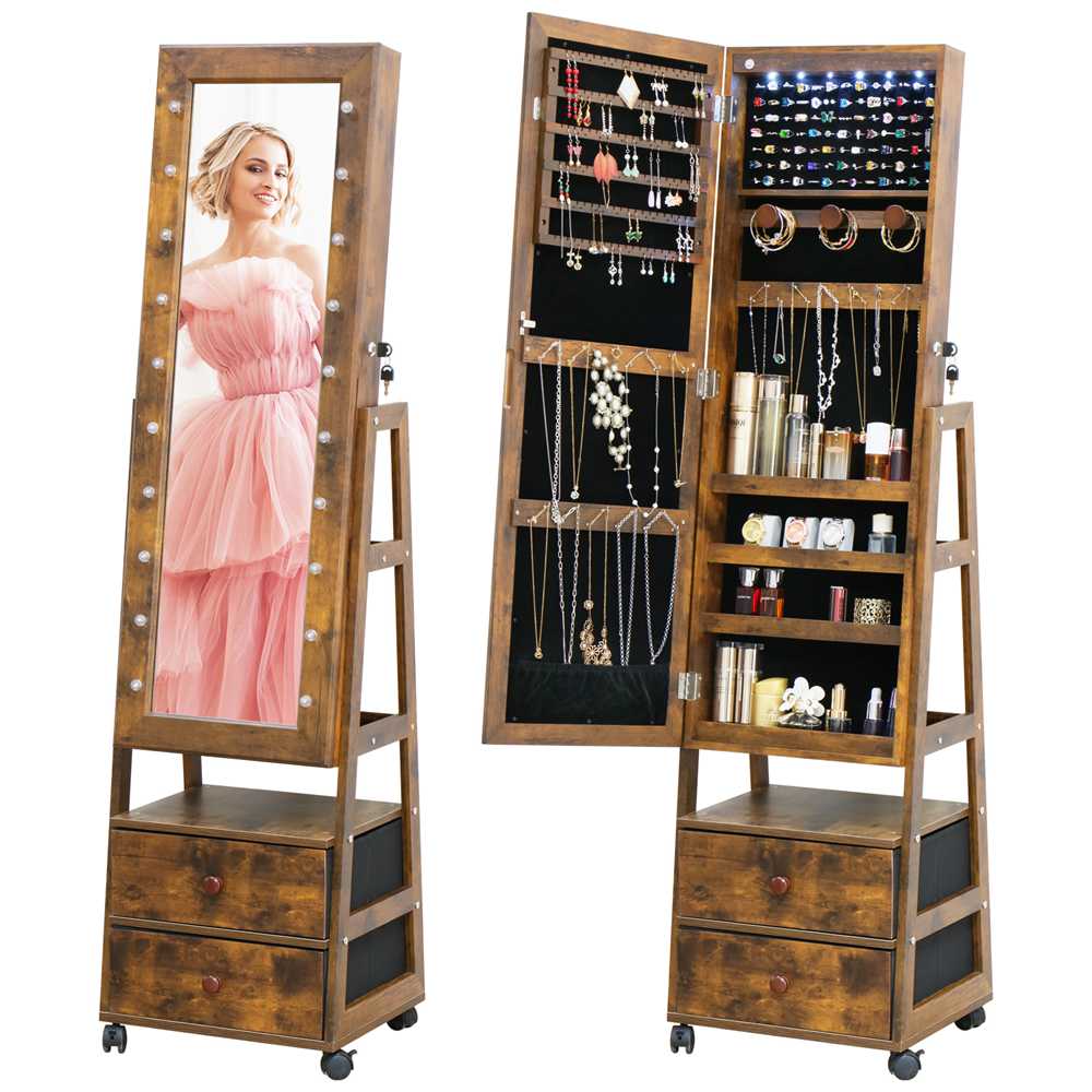Floor-Standing Jewelry Cabinet Jewelry Storage Mirror CabinetHR 4010